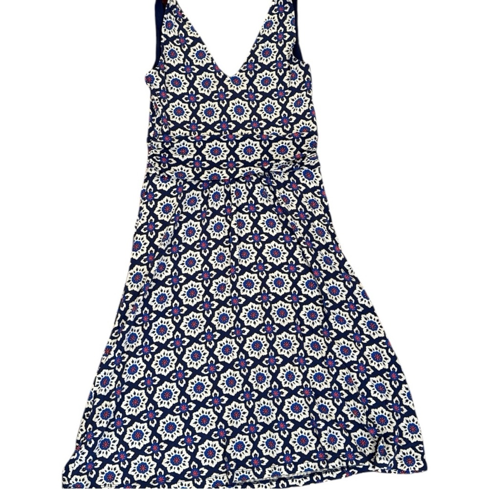 Boden Jersey Effie Geo Mariner Blue Mosaic Stamp Dress Boho Size US 4R - Picture 3 of 5